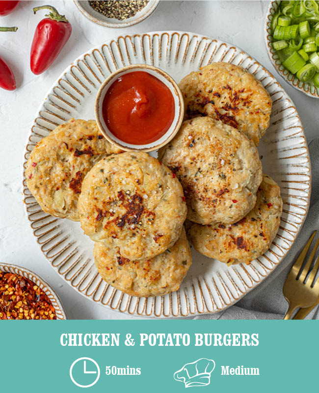 Chicken & Potato Burgers – Heck Food Ltd