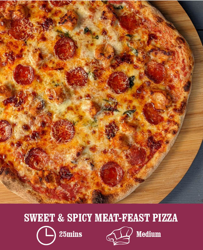 Sweet and Spicy Meat feast Pizza (New York style) Heck Food Ltd