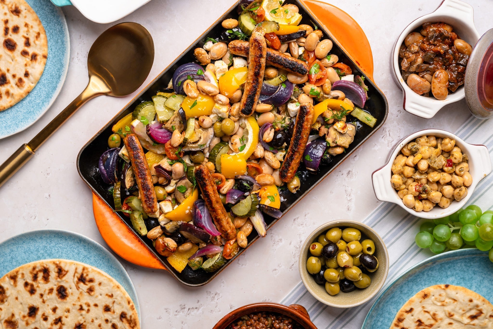 Chicken, Red Pepper & Feta Sausage Traybake