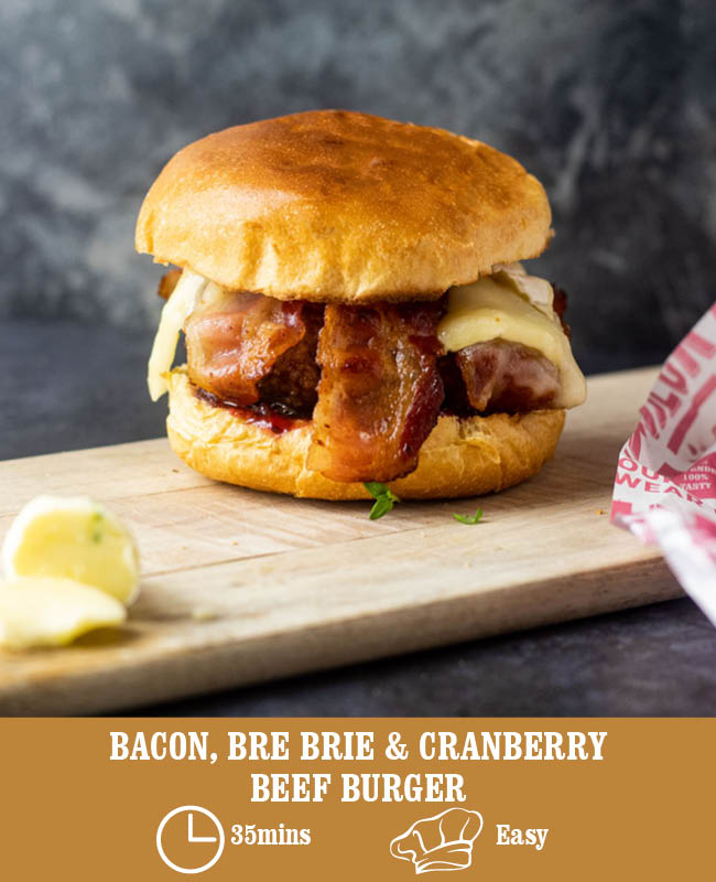 Bacon, Brie and Cranberry Beef Burger