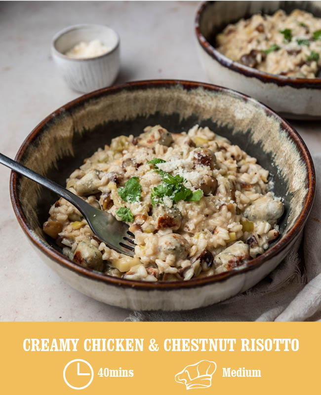 Creamy chicken and chestnut risotto