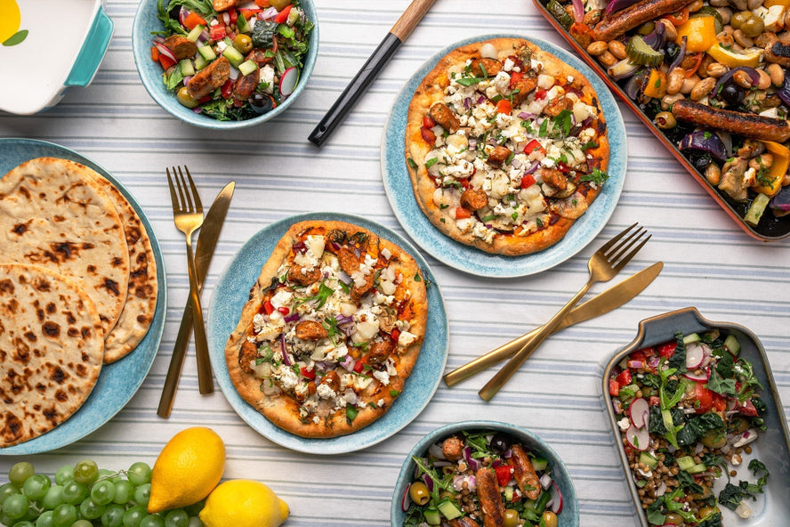 Chicken, Red Pepper & Feta Sausage Flatbreads
