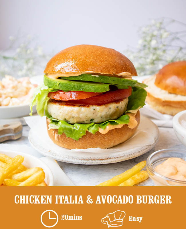 Chicken Italia & Avocado Burger