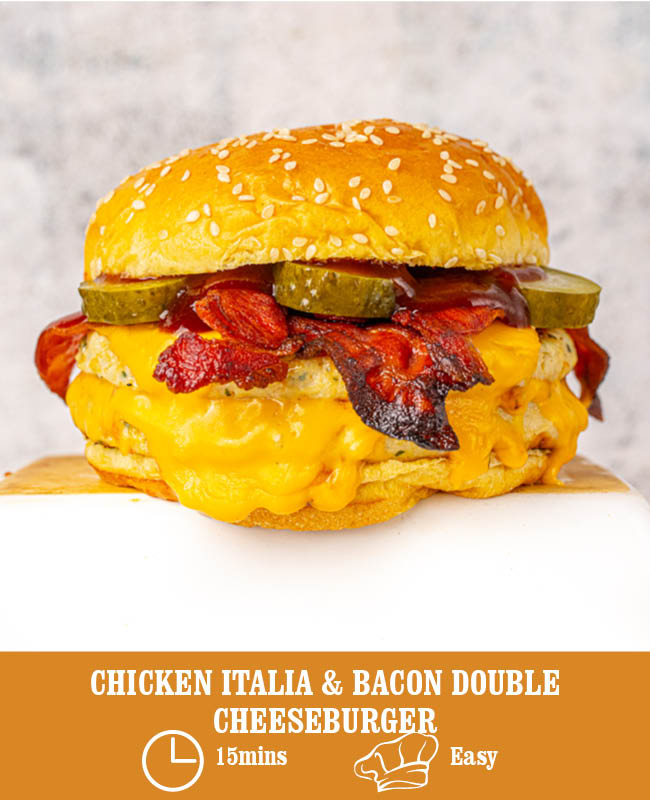 Chicken Italia & Bacon Double Cheeseburger