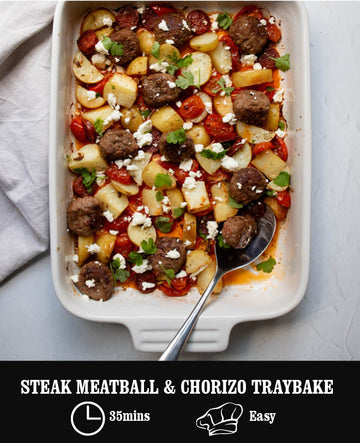 Steak Meatball & Chorizo Traybake