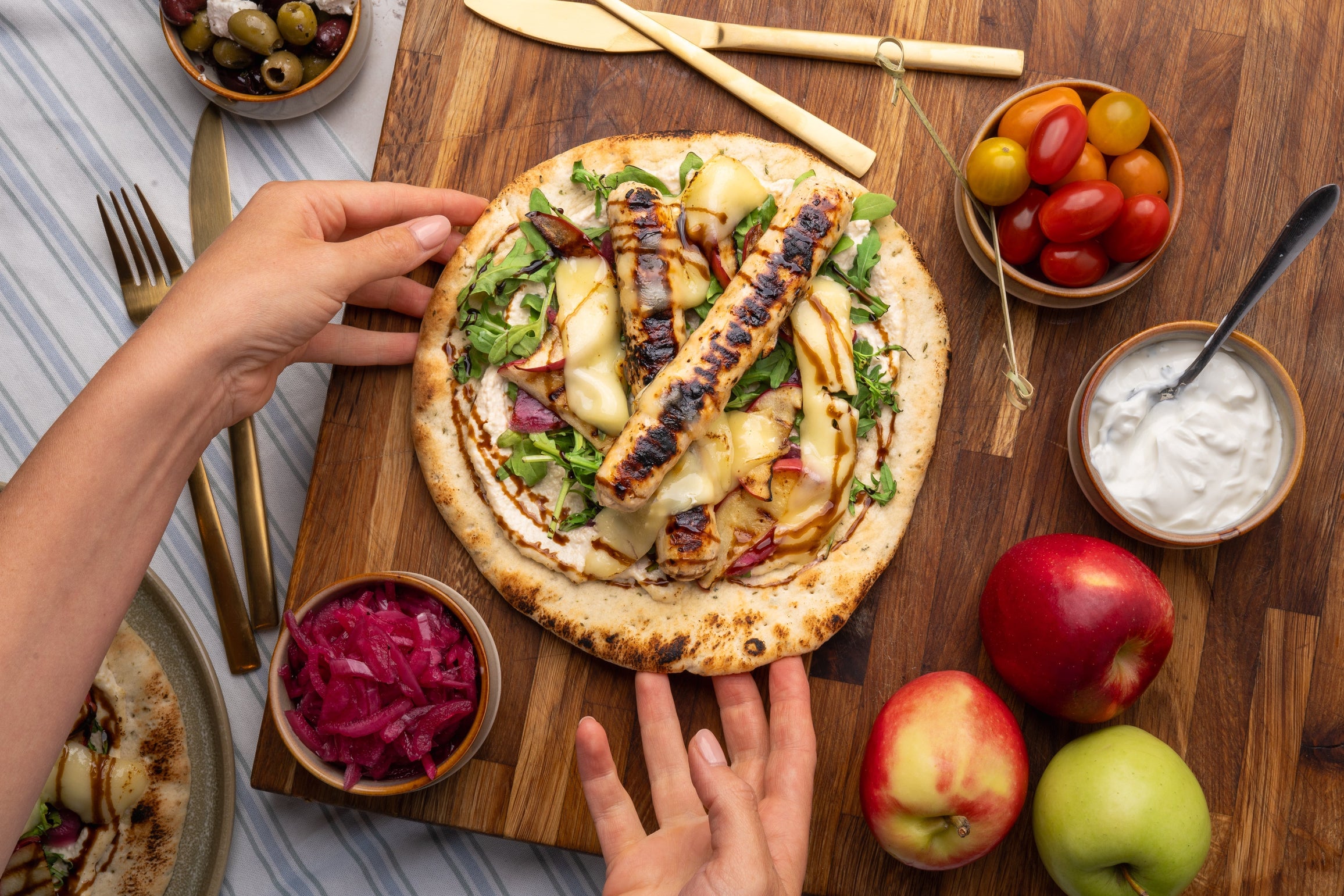 Smoky Chicken & Apple Flatbreads with Brie