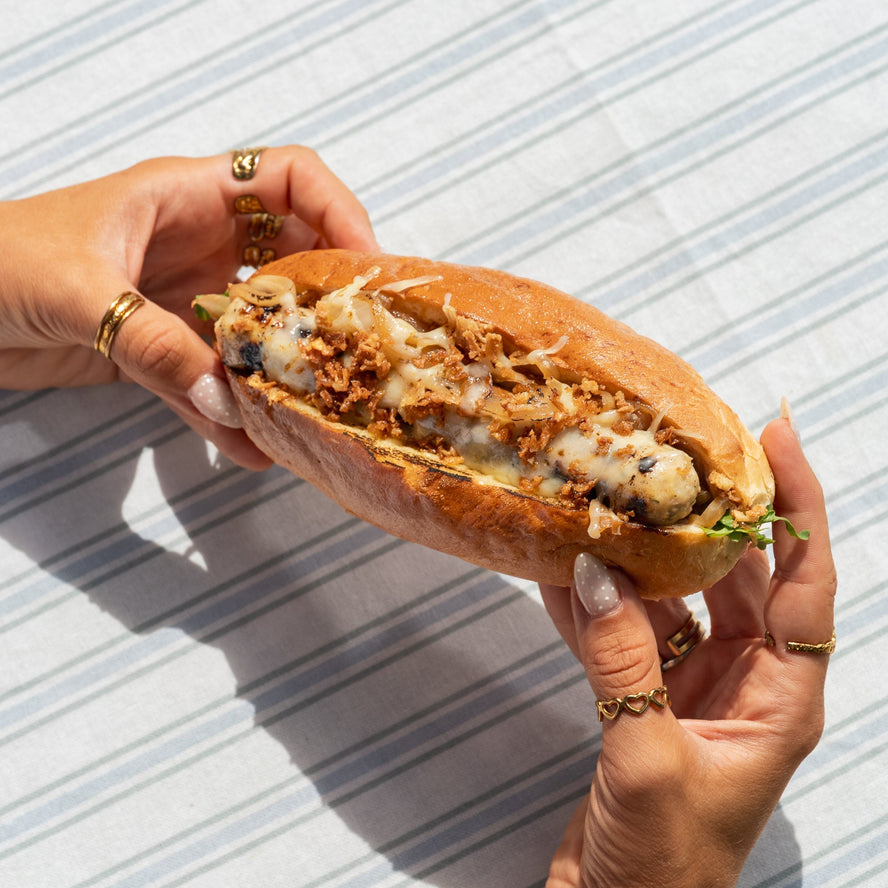 French-Style Smoky Chicken & Apple Sausage Dog