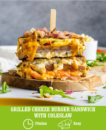 Grilled Cheeze Burger Sandwich with Coleslaw