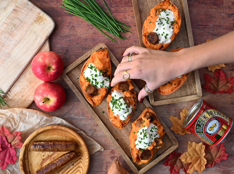 Loaded cheesy sweet potato skins