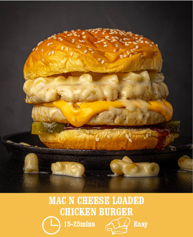 Mac n Cheese Loaded Simply Chicken Burger
