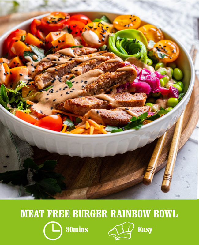 Meat Free Burger Rainbow Bowl