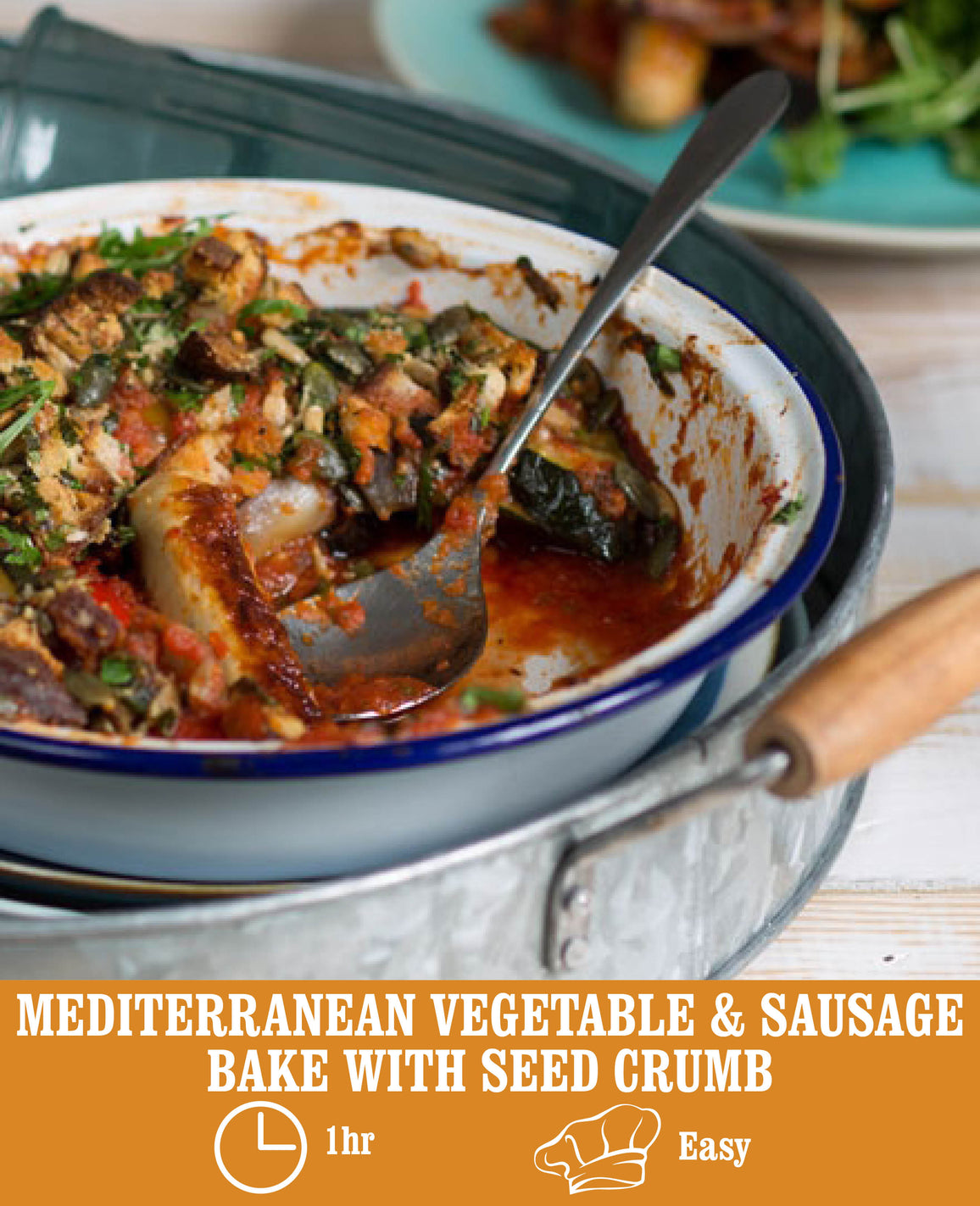 MEDITERRANEAN VEGETABLE & SAUSAGE BAKE WITH SEED CRUMB Heck Food Ltd
