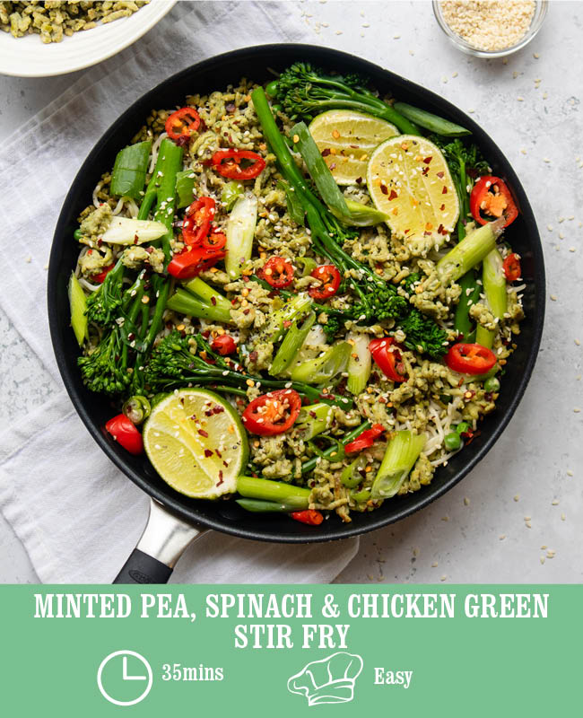 Minted Pea, Spinach & Chicken Mince Stir Fry Heck Food Ltd