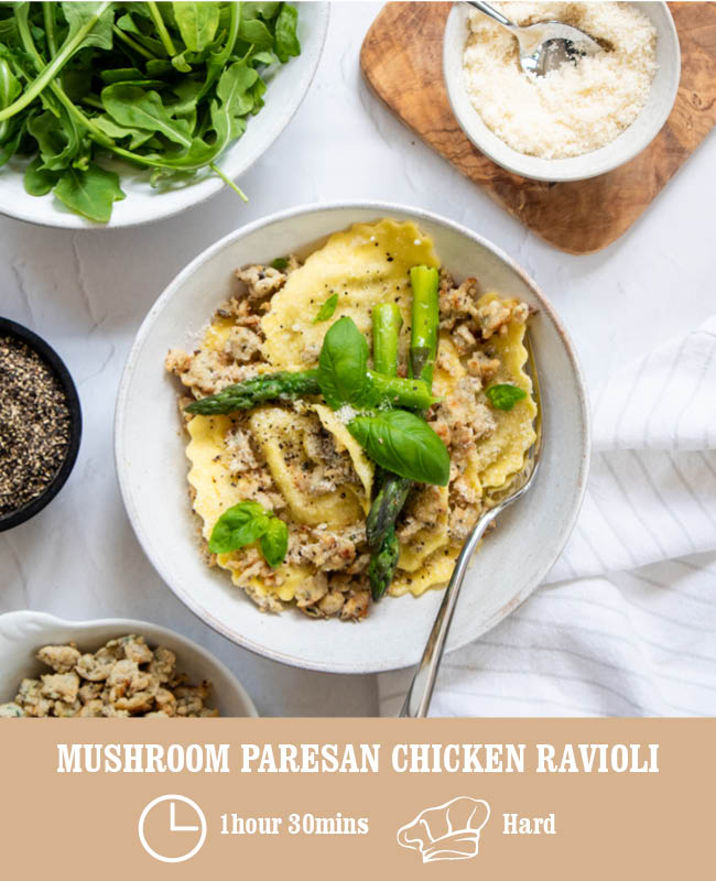 Mushroom Parmesan Chicken Ravioli