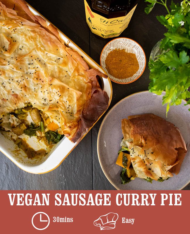 Vegan Sausage Curry Pie
