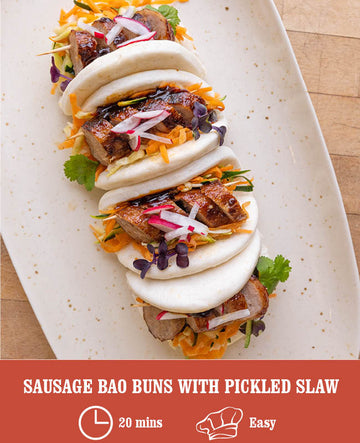 SAUSAGE BAO BUNS WITH PICKLED SLAW