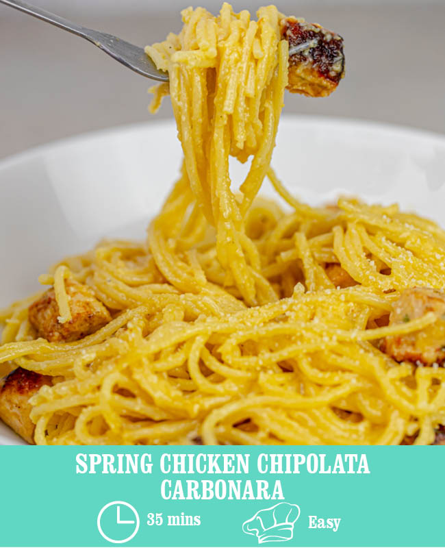Spring Chicken Chipolata Carbonara