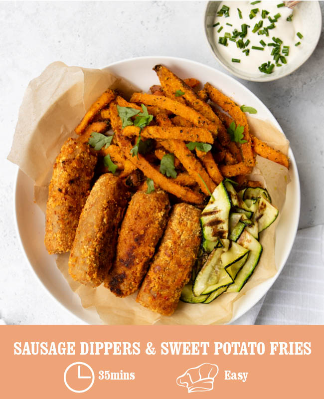 Sausage Dippers & Sweet Potato Fries