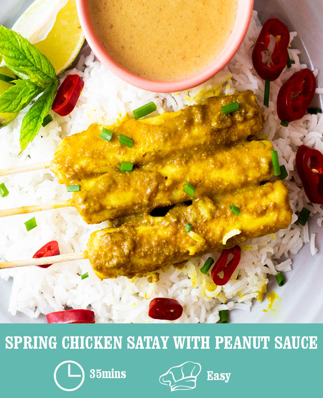 Spring Chicken Satay Skewers