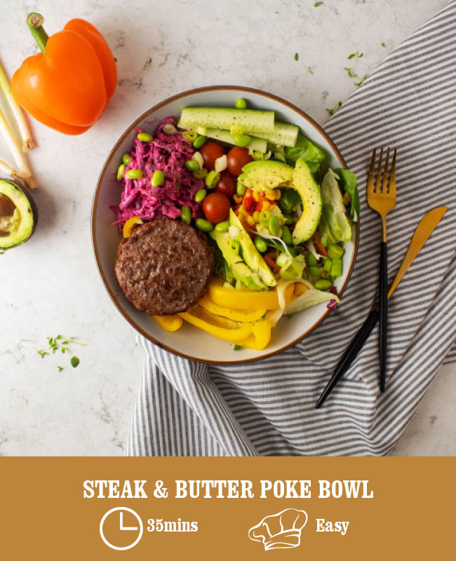 Steak & Butter burger poke bowl
