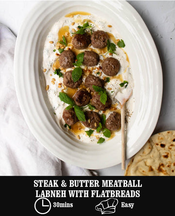 Steak & Butter Meatball Labneh with Flatbreads