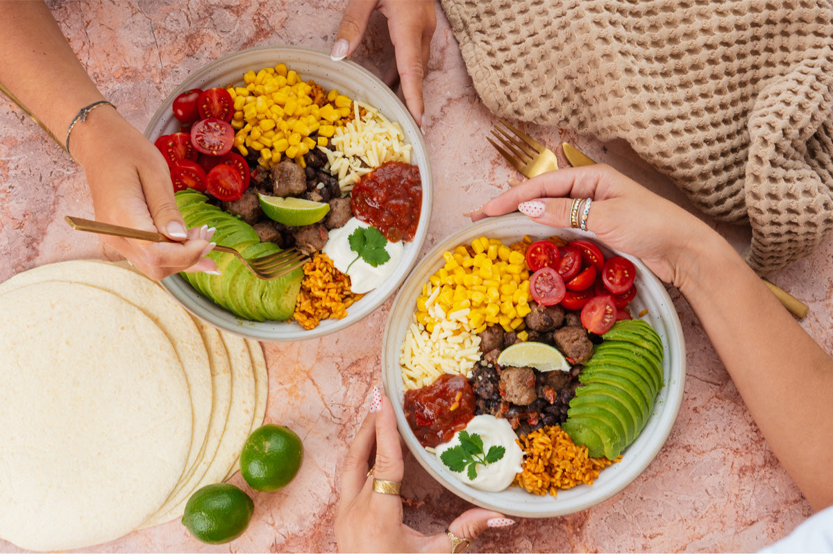 Steak & butter sausage naked burrito bowl