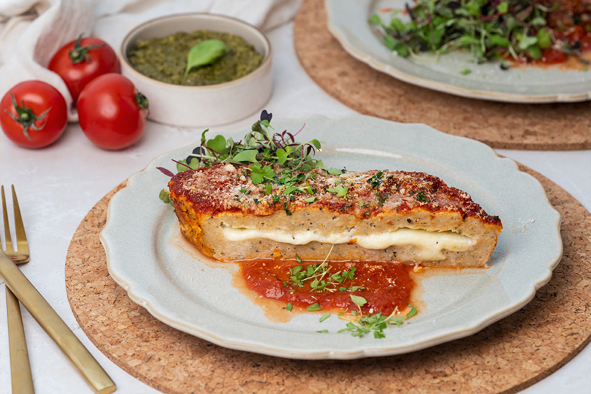 Italian Chicken Mozzarella-Stuffed Meatloaf with Marinara