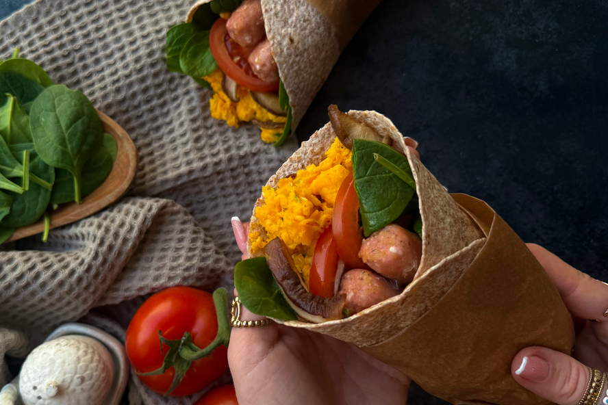 On the go meat free breakfast wrap