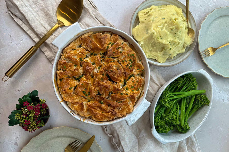 Chicken, Leek & Pea Pie with Parmesan White Wine Sauce