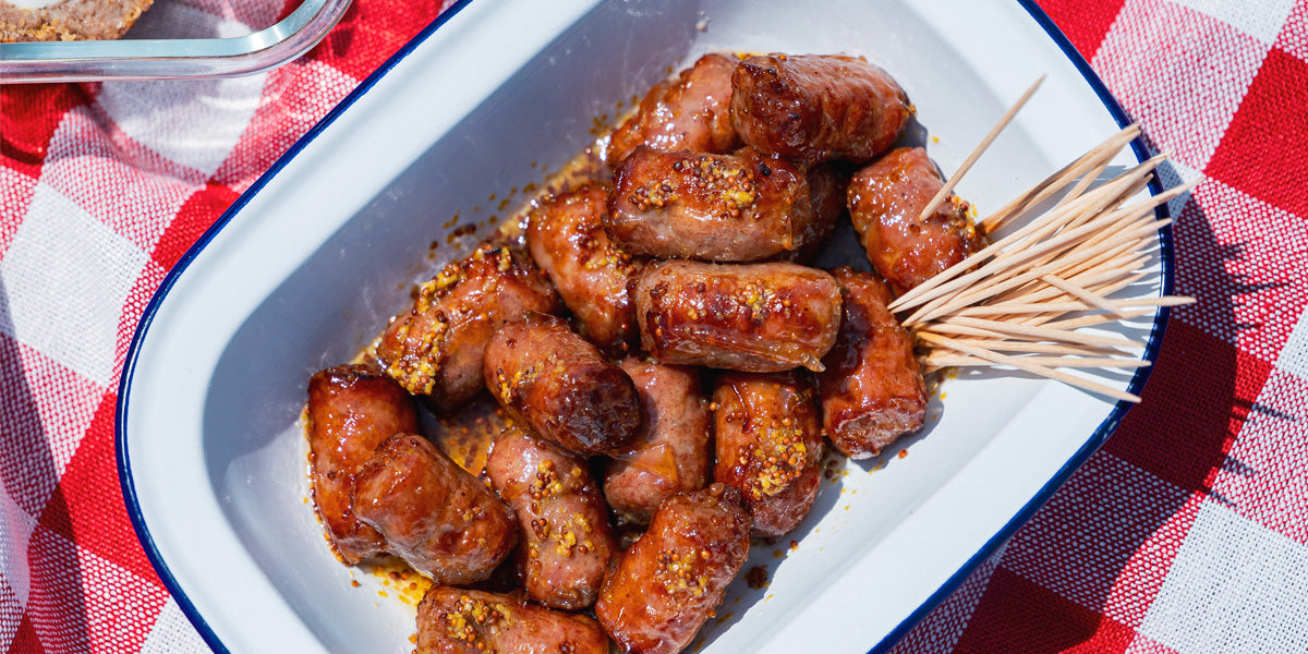 Honey mustard glazed cocktail sausages