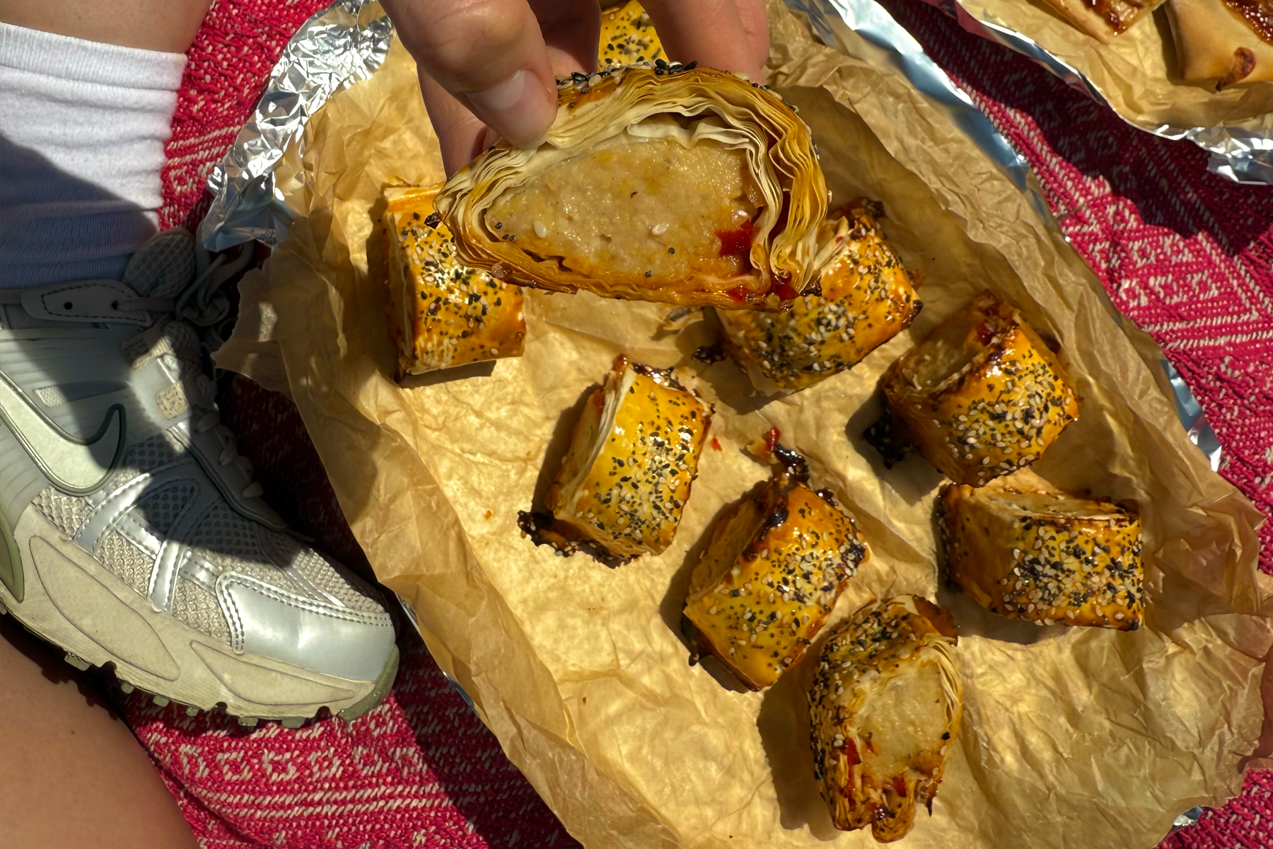 Chilli jam sausage rolls