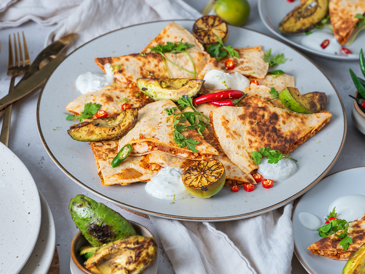 Chicken Chilli Quesadillas with Grilled Avocado