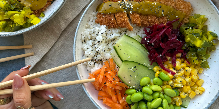 Katsu rasher poke bowl