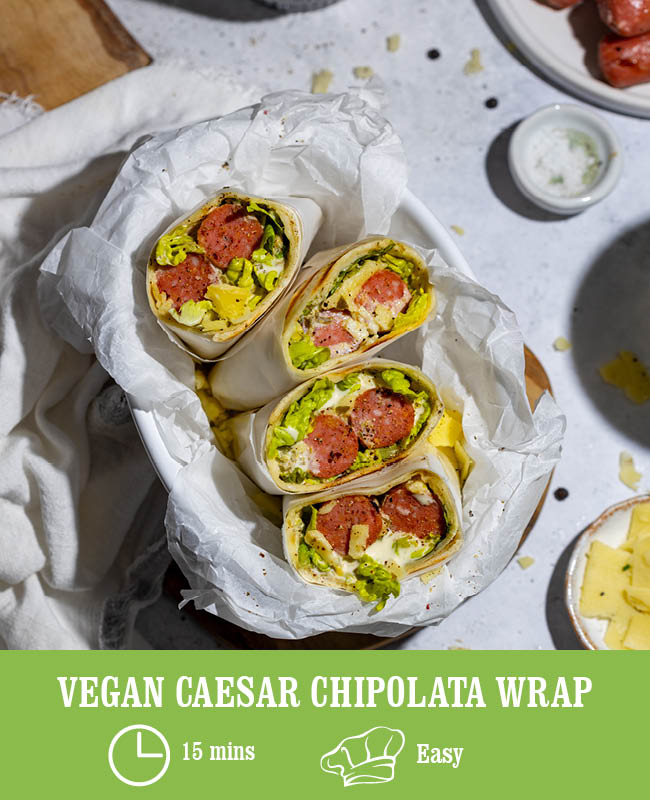 Vegan Caesar Chipolata Wrap