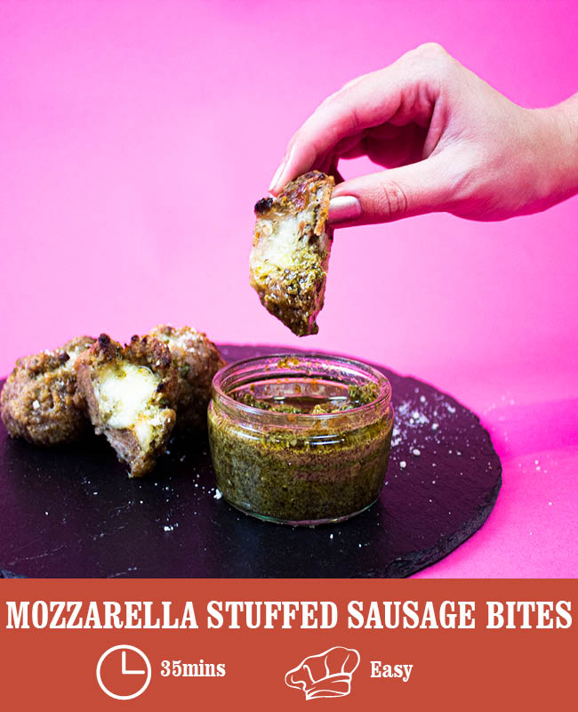 Mozzarella Stuffed Sausage Bites