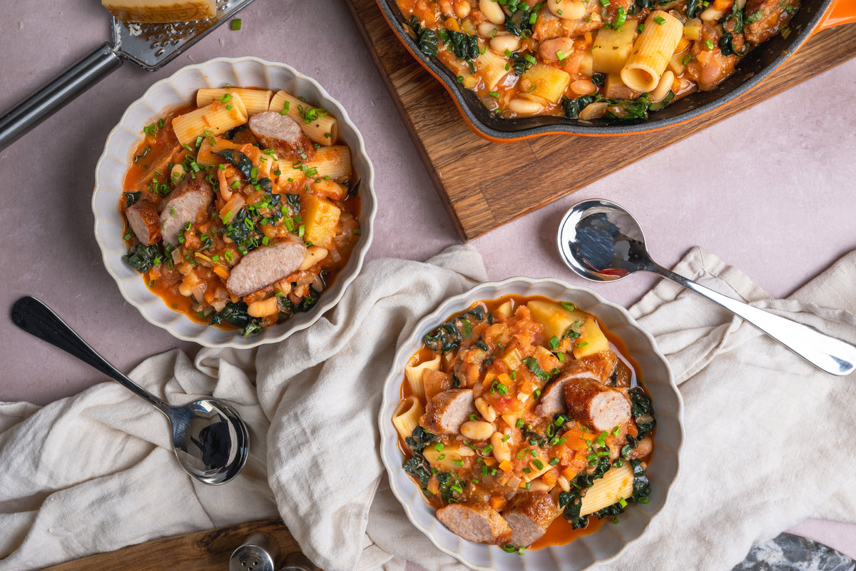 97% Pork Sausage Minestrone Soup