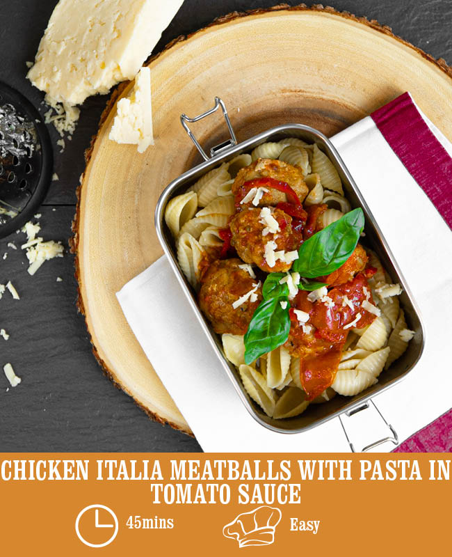 Chicken Italia Meat Balls with Pasta in Tomato Sauce