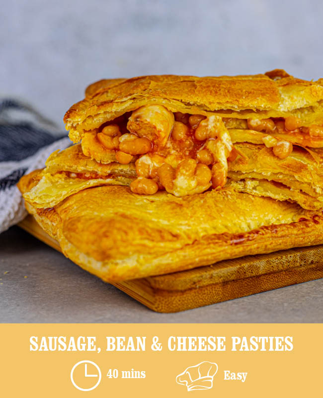 Sausage, Beans and Cheese Pasties
