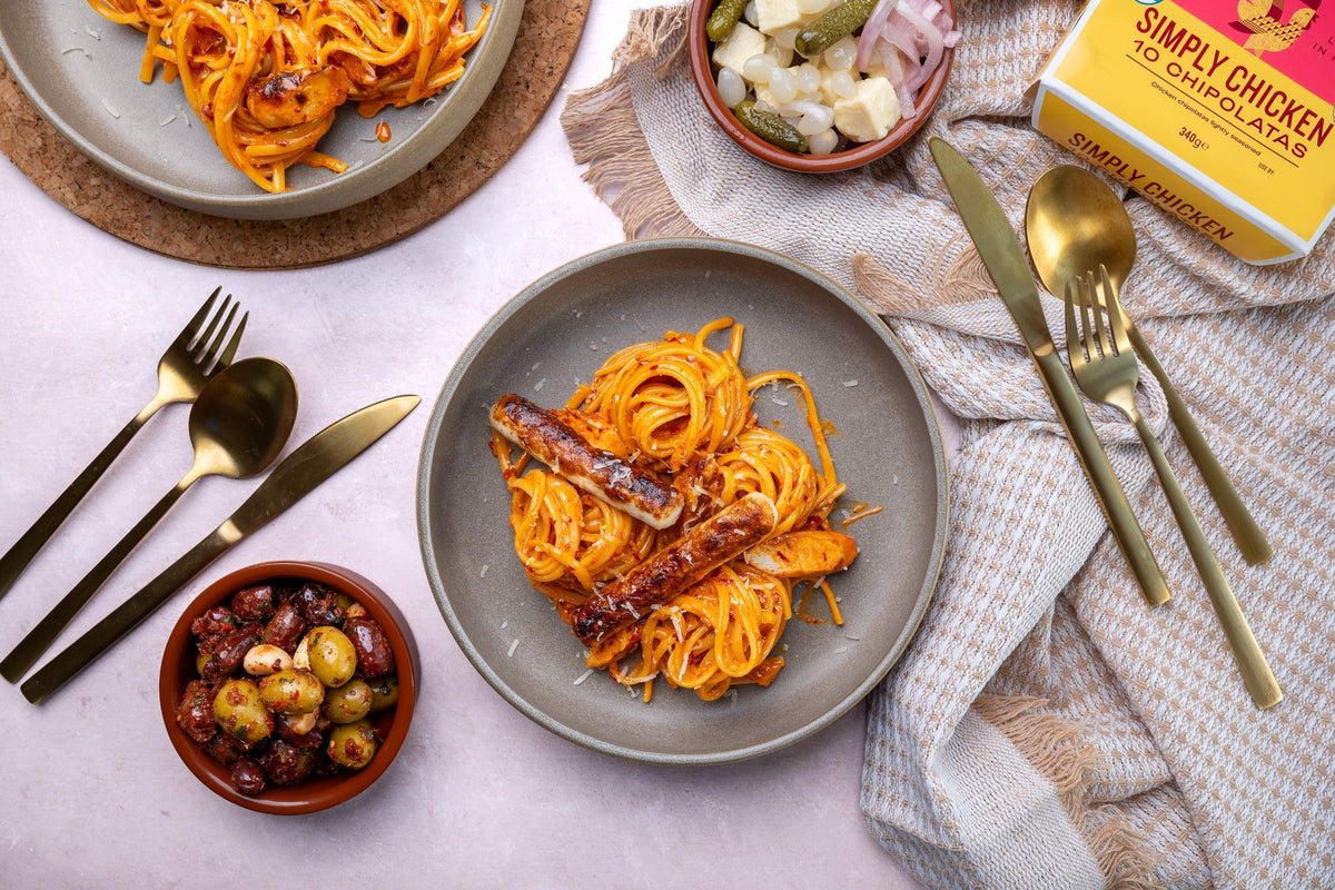 Creamy ’Nduja Pasta with HECK! Simply Chicken Chipolatas