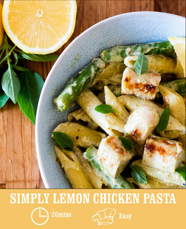 Simply Lemon Chicken Pasta with Asparagus