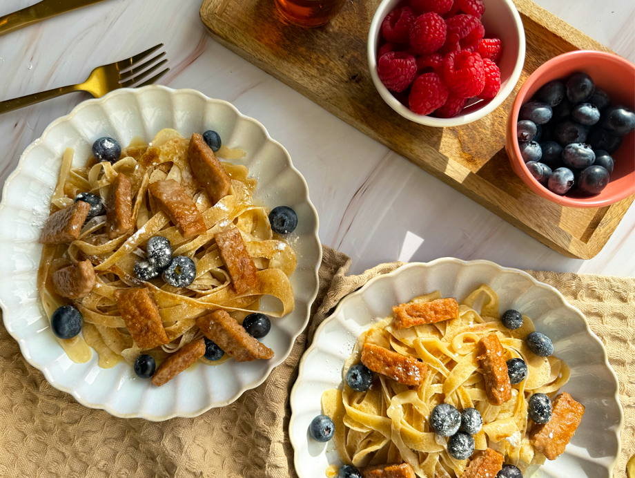 Spaghetti rasher pancakes
