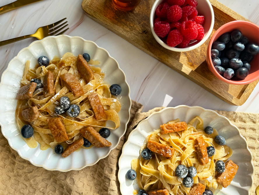 Spaghetti rasher pancakes